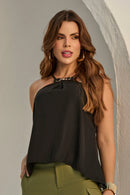 Blusa feminina com corrente dourada