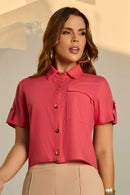 Camisa linho cropped