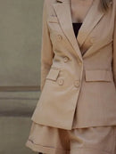 Conjunto Alfaiataria de Linho com Blazer e Shorts