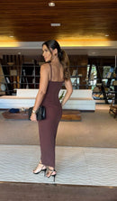 Vestido Midi Marrom Carolla