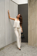 Conjunto Cropped Evasê Calça Pantalona Laura Cheesecake