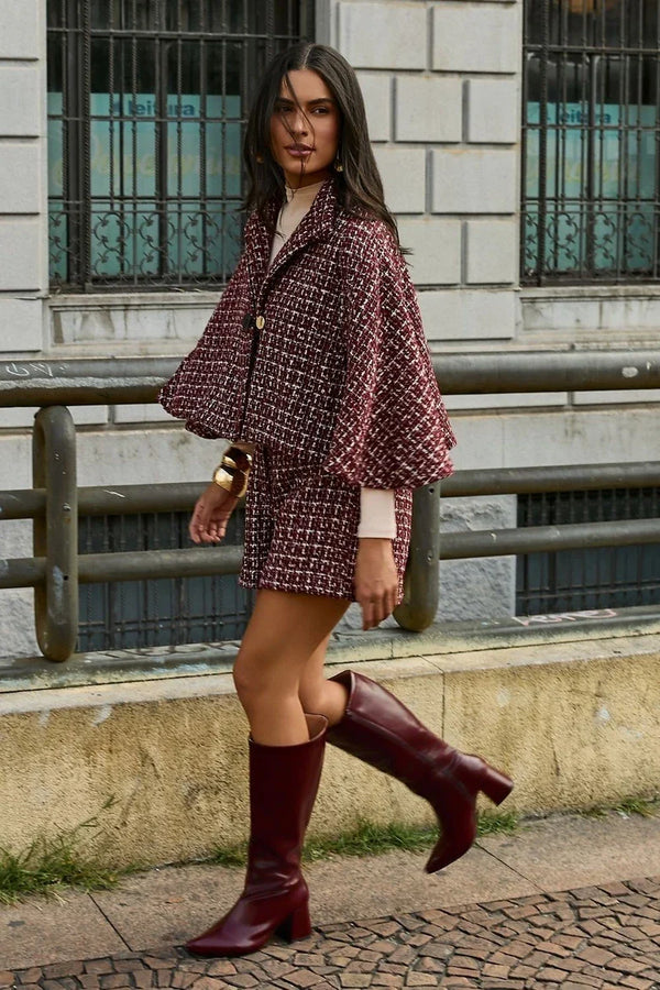 Carolina de tweed curto