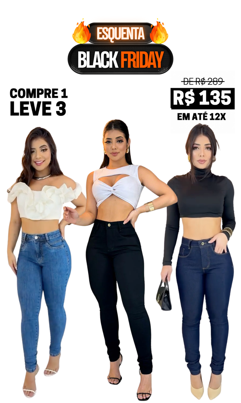 Kit 3 Calças Skinny — Esquenta Black Friday
