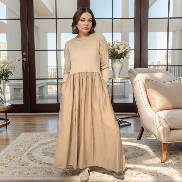 Vestido Mathilde™ em Algodão Leve com Saia Evasê Fluida / Sofisticação e Conforto para a Mulher Moderna! 