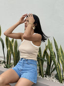 Calça Jeans Curta Cintura Alta