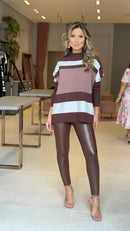 Conjunto Blusa e Legging Cirre - Couro com pelúcia por dentro 